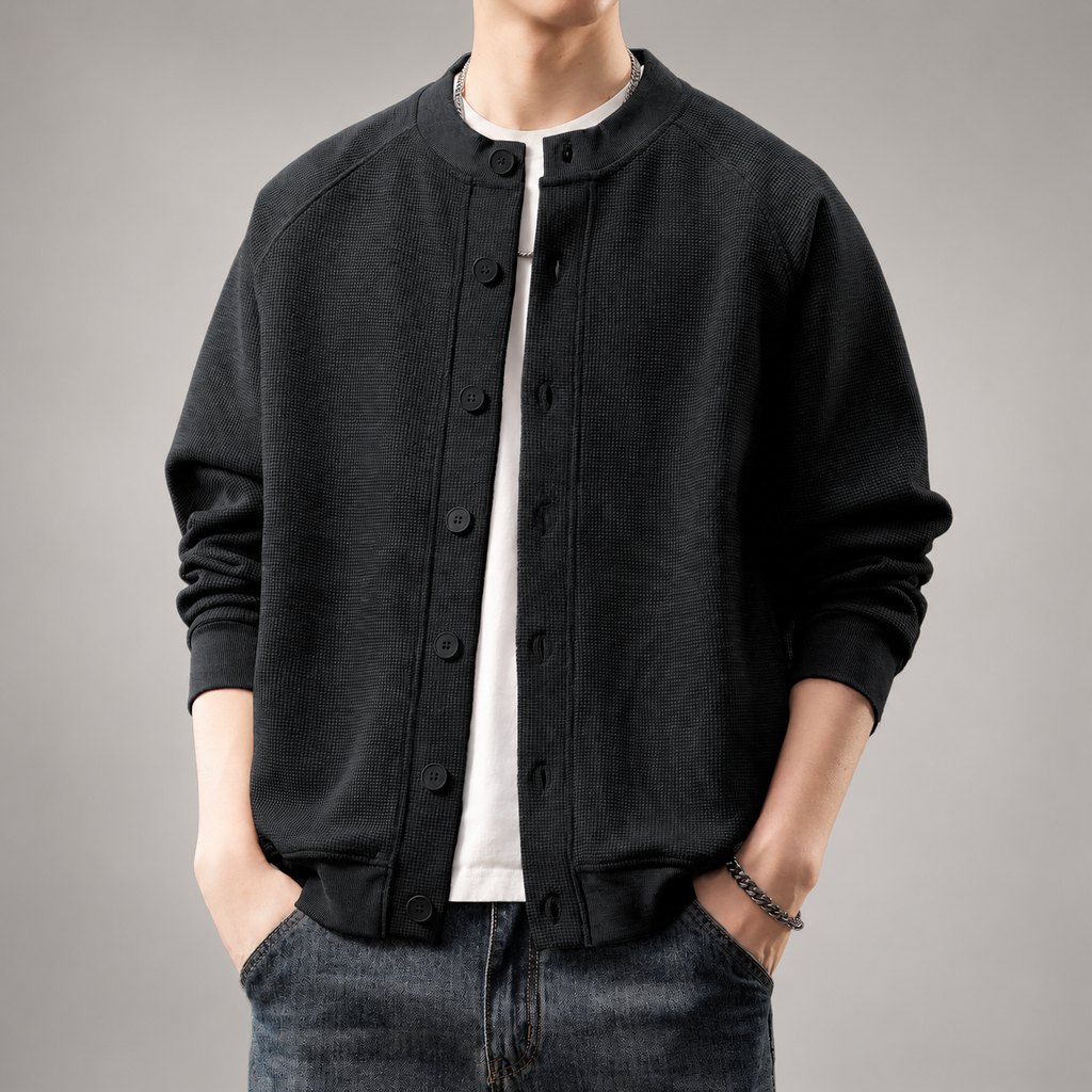 Sterling Men’s Textured Knit Bomber Cardigan