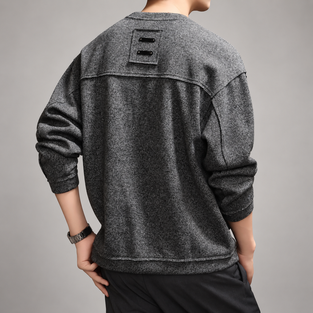 Everard Men’s Heathered Crewneck Pullover with Exposed Seams