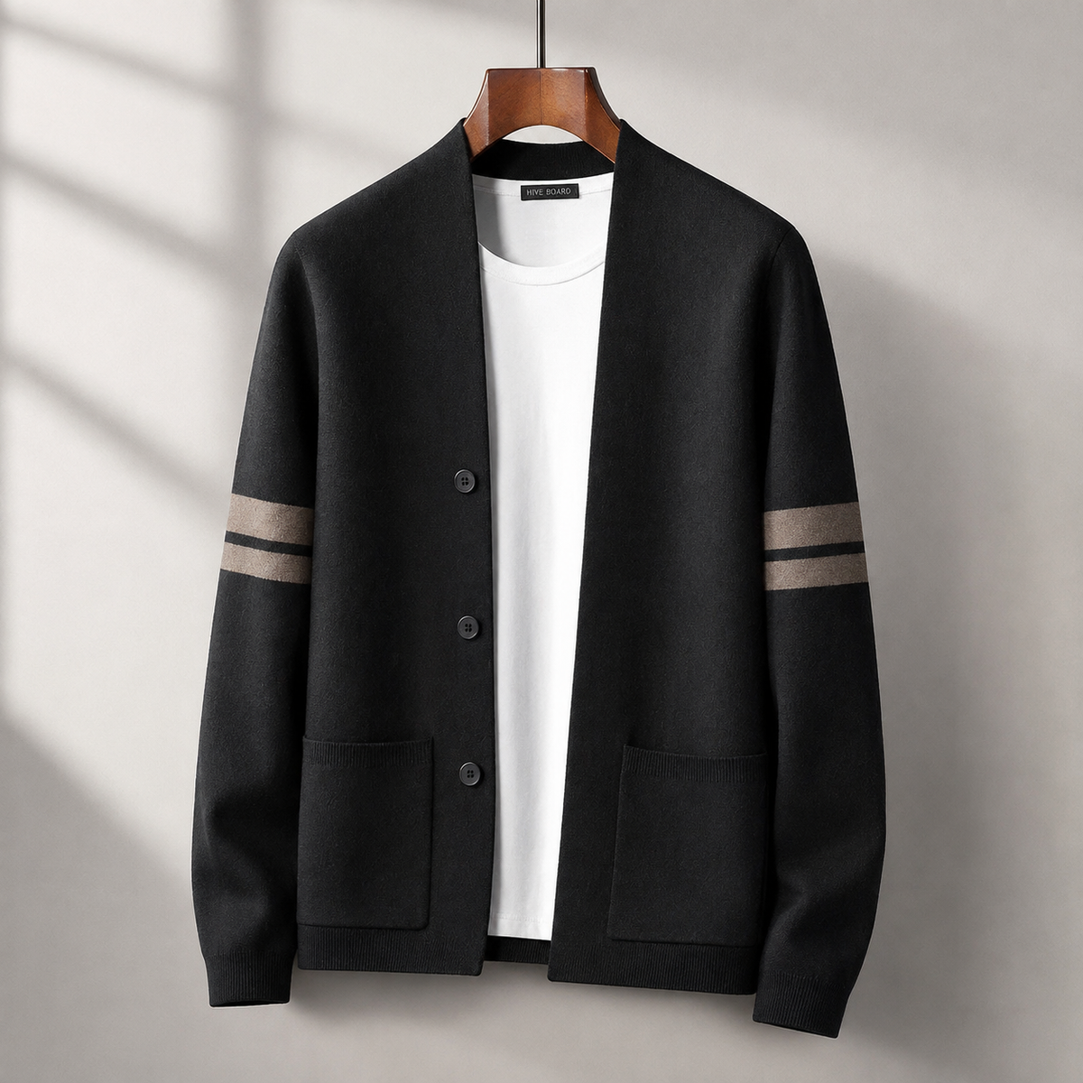 Warren Men's Merino Wool Blend Cardigan – Lightweight Knit Sweater with Pockets