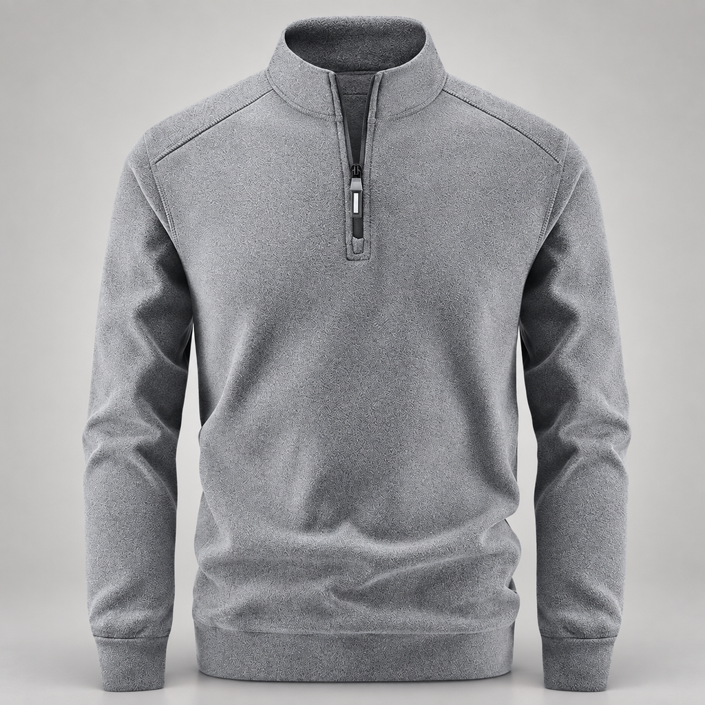 Warren Men’s Textured Quarter-Zip Stand Collar Pullover