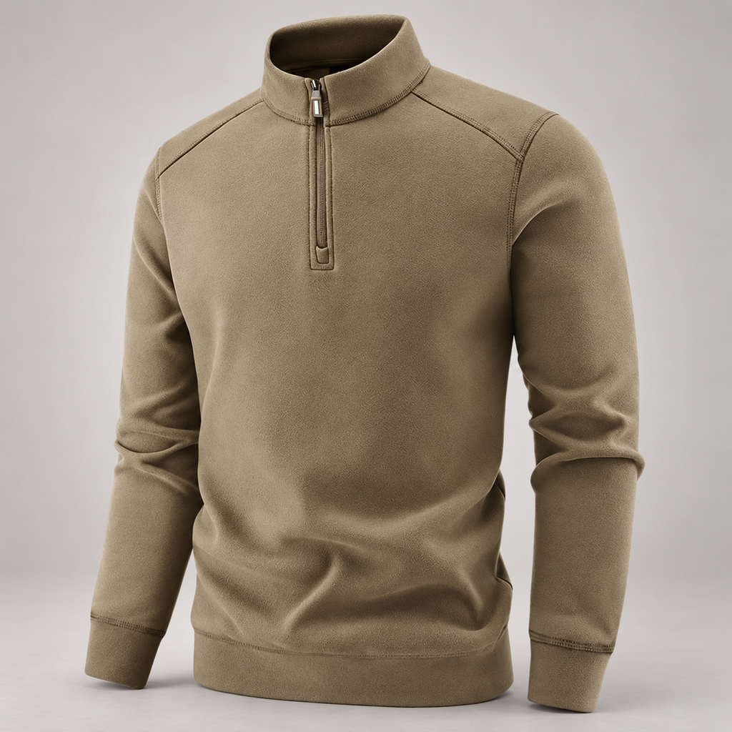 Warren Men’s Textured Quarter-Zip Stand Collar Pullover
