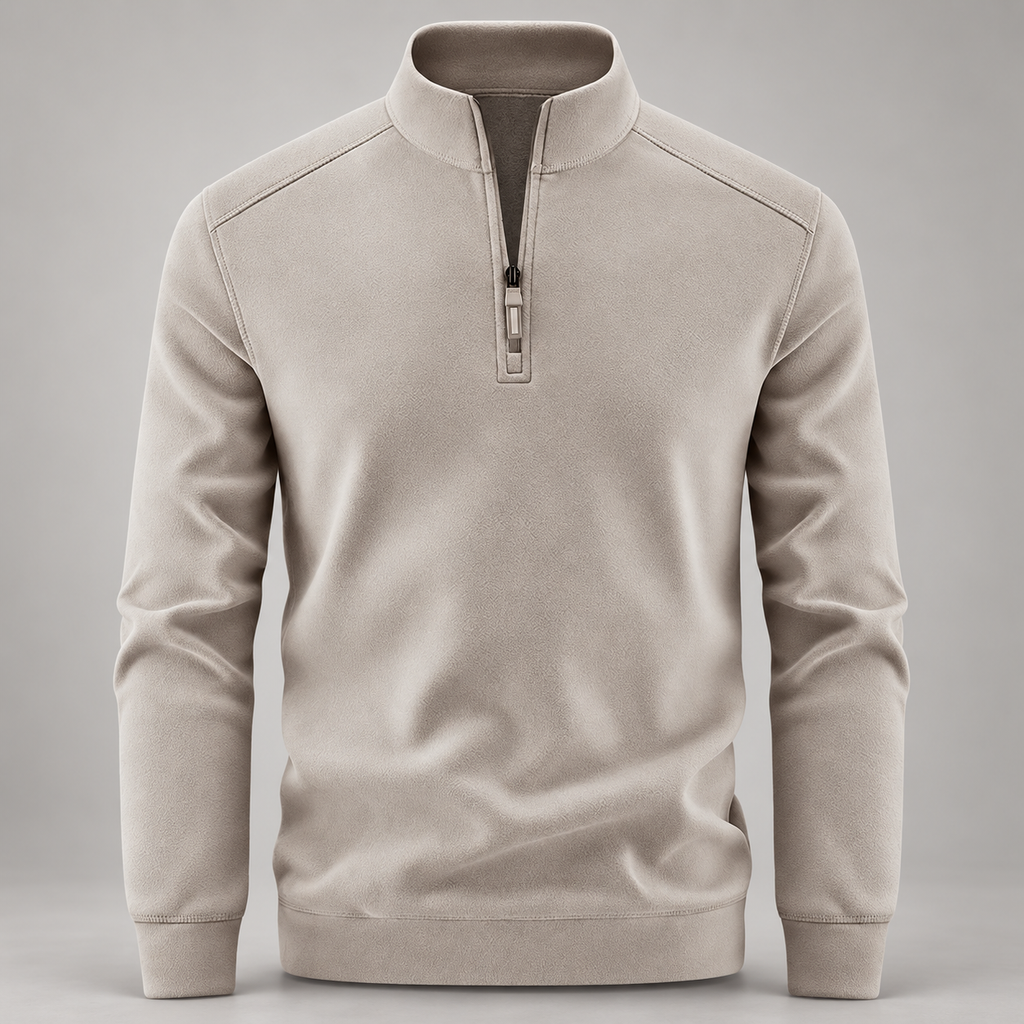 Warren Men’s Textured Quarter-Zip Stand Collar Pullover
