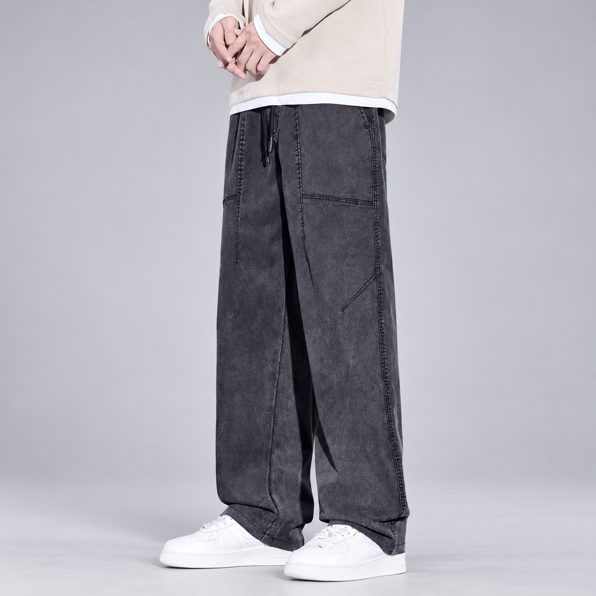 Adrian Men's Relaxed Panel-Seam Denim Pants
