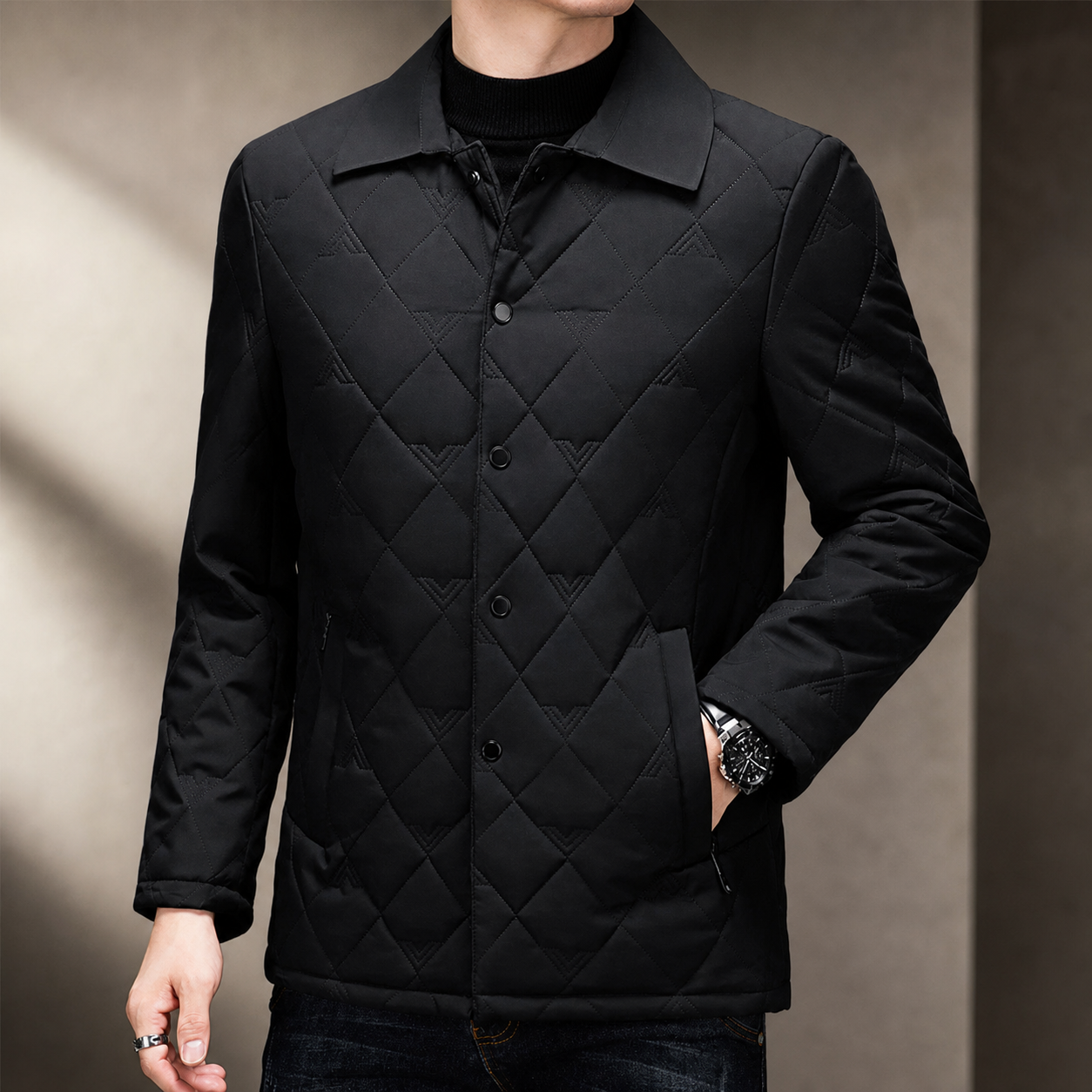Wesley Men’s Diamond-Quilted Jacket