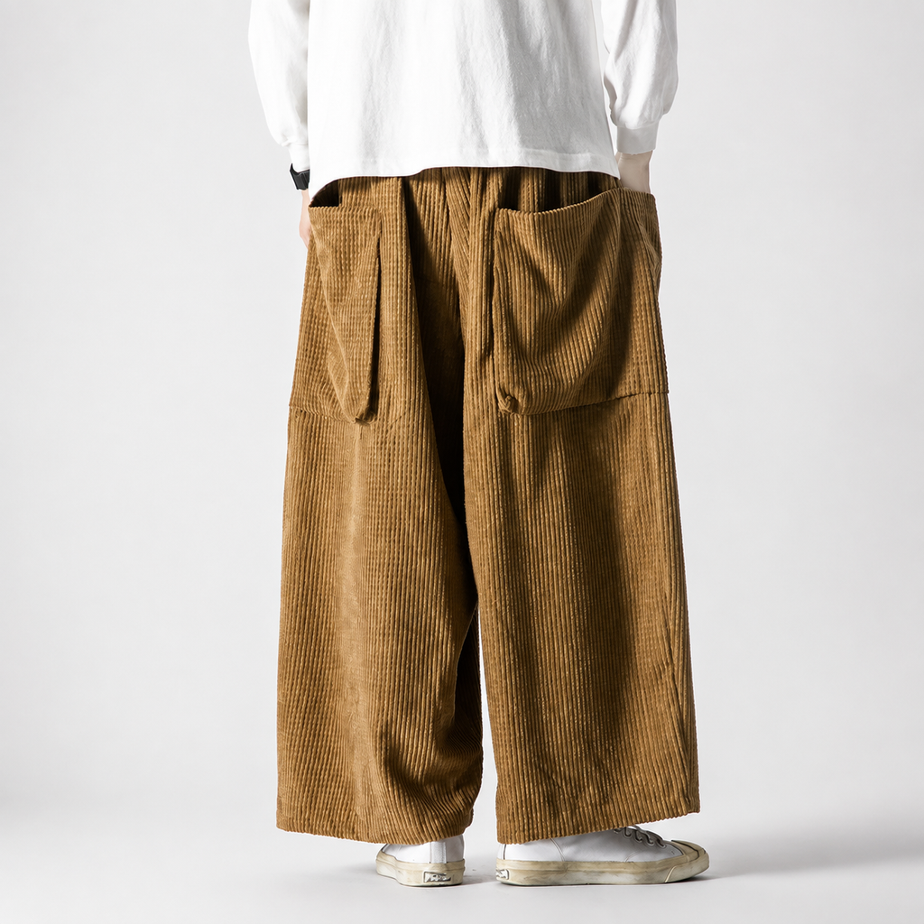 Wesley Pocket Wide-Leg Corduroy Cargo Pants