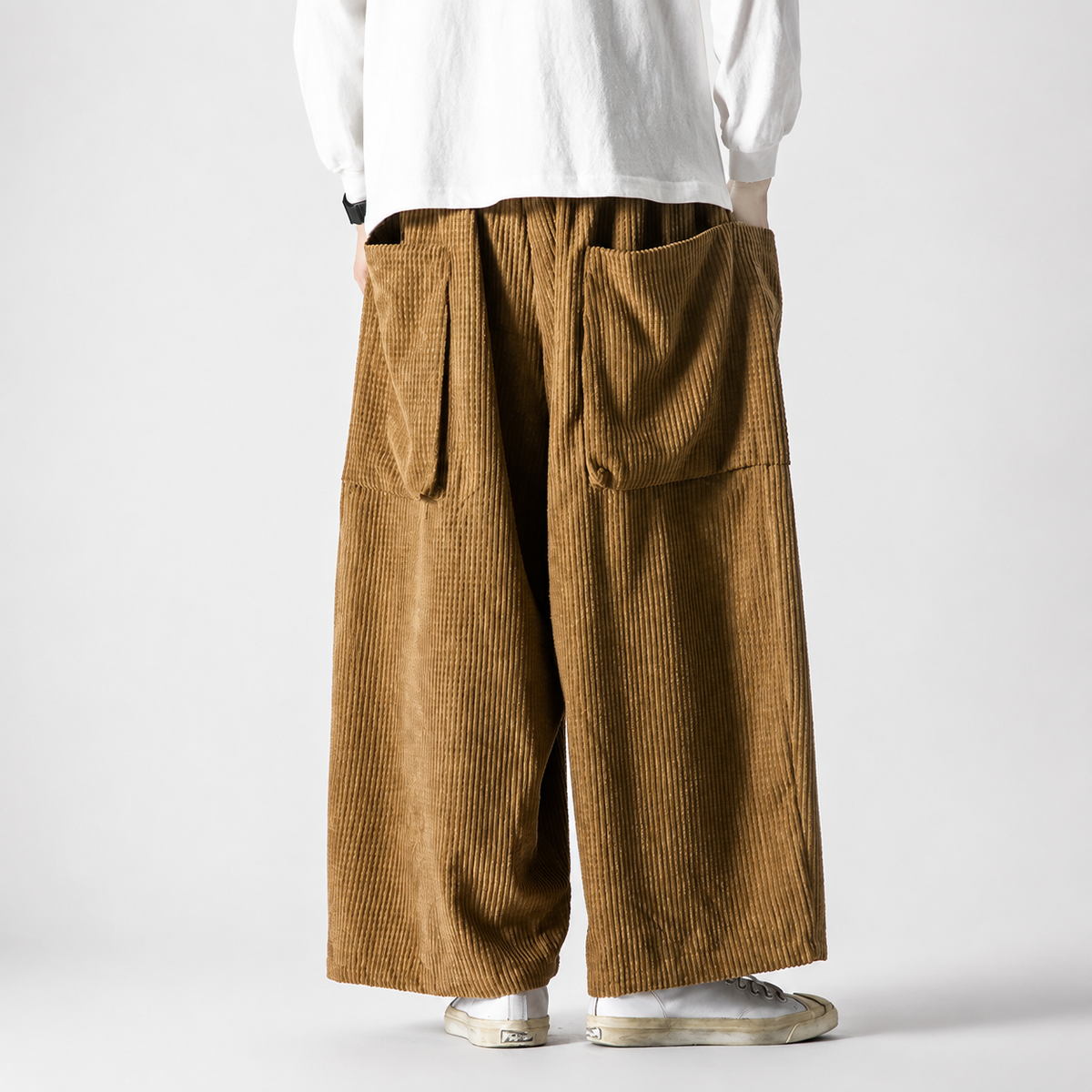 Wesley Pocket Wide-Leg Corduroy Cargo Pants