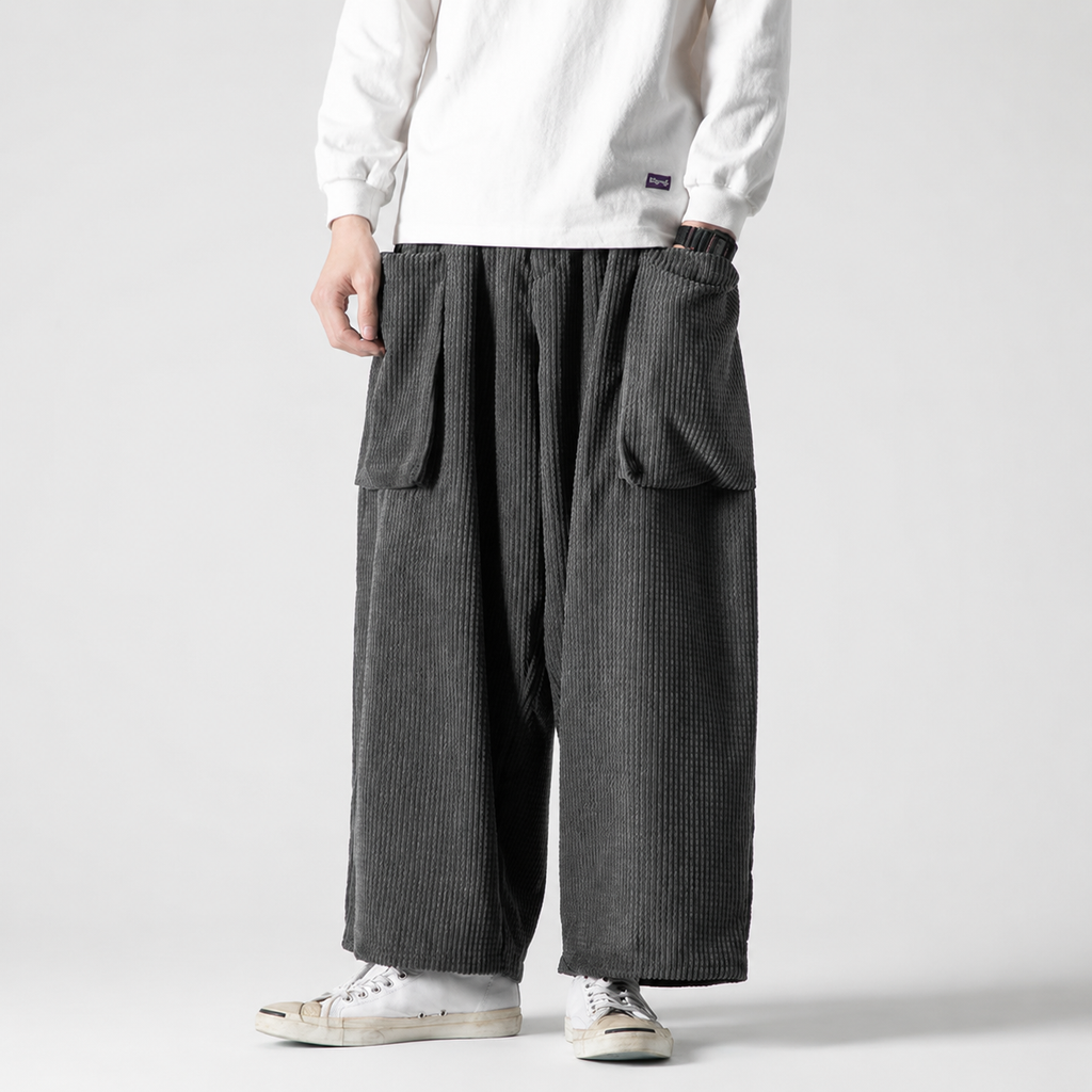 Wesley Pocket Wide-Leg Corduroy Cargo Pants