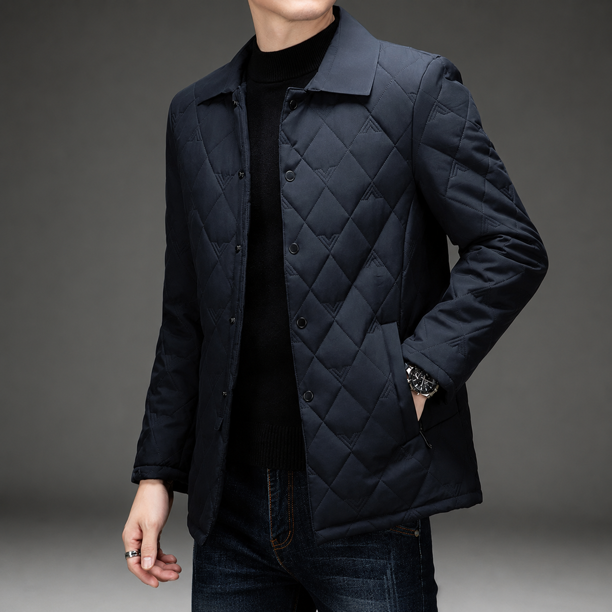 Wesley Men’s Diamond-Quilted Jacket