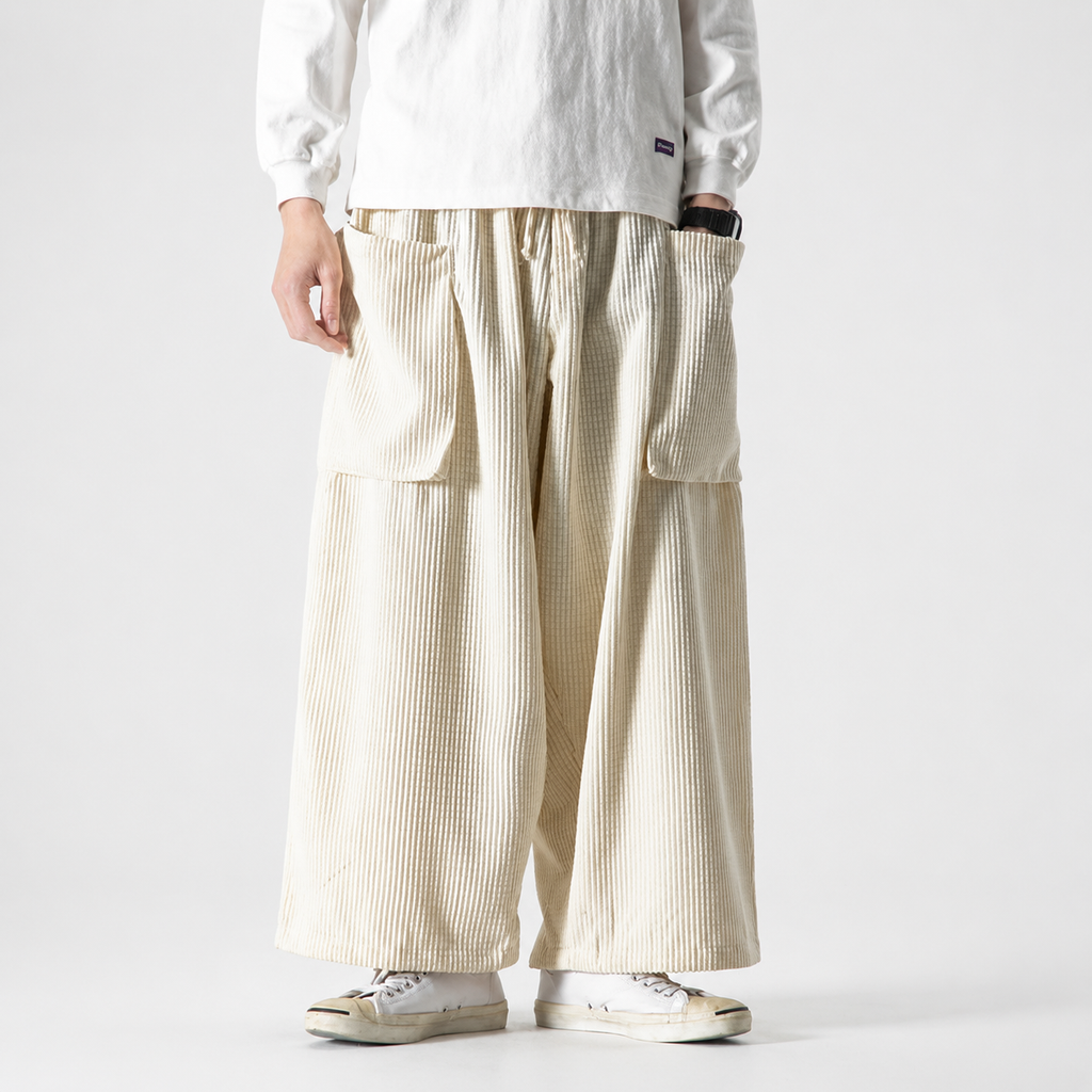 Wesley Pocket Wide-Leg Corduroy Cargo Pants