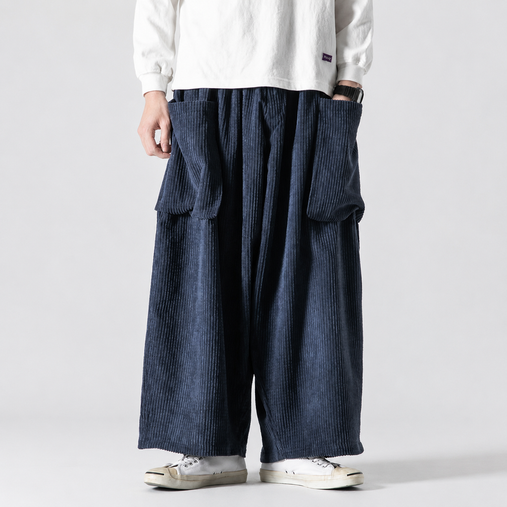 Wesley Pocket Wide-Leg Corduroy Cargo Pants