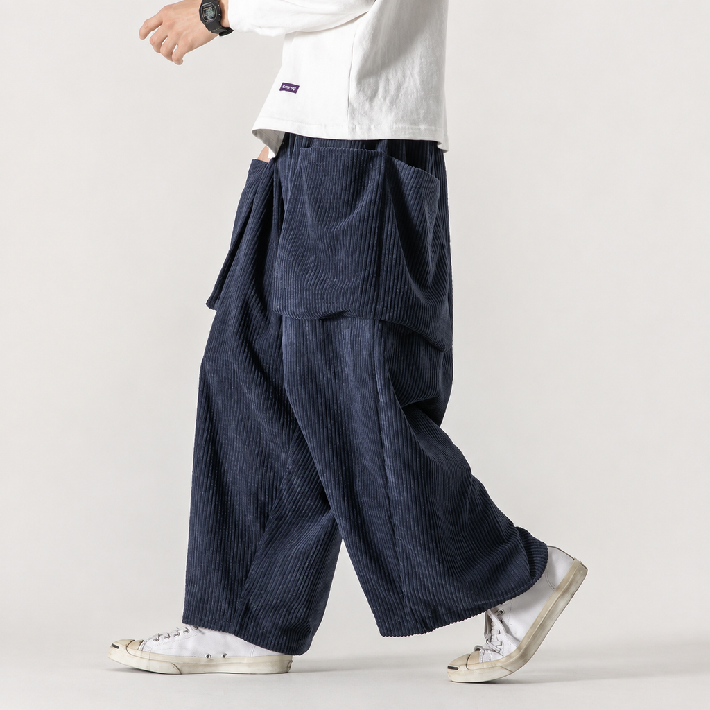 Wesley Pocket Wide-Leg Corduroy Cargo Pants
