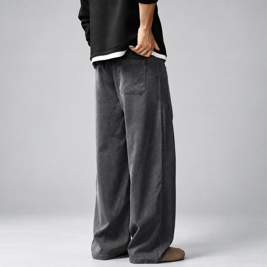 Daniel Men's Relaxed Denim Jeans with Wide Legs and Patch Pockets