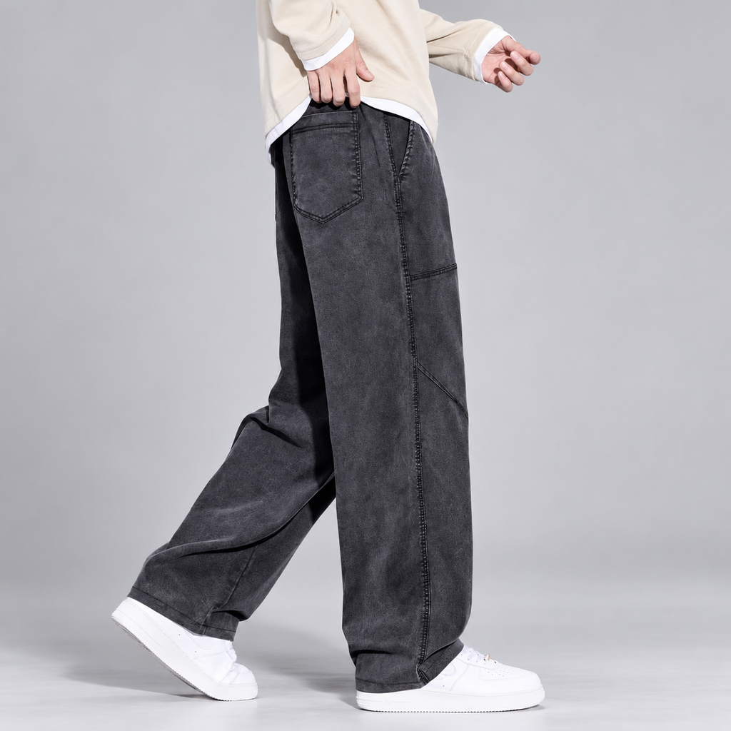 Adrian Men's Relaxed Panel-Seam Denim Pants