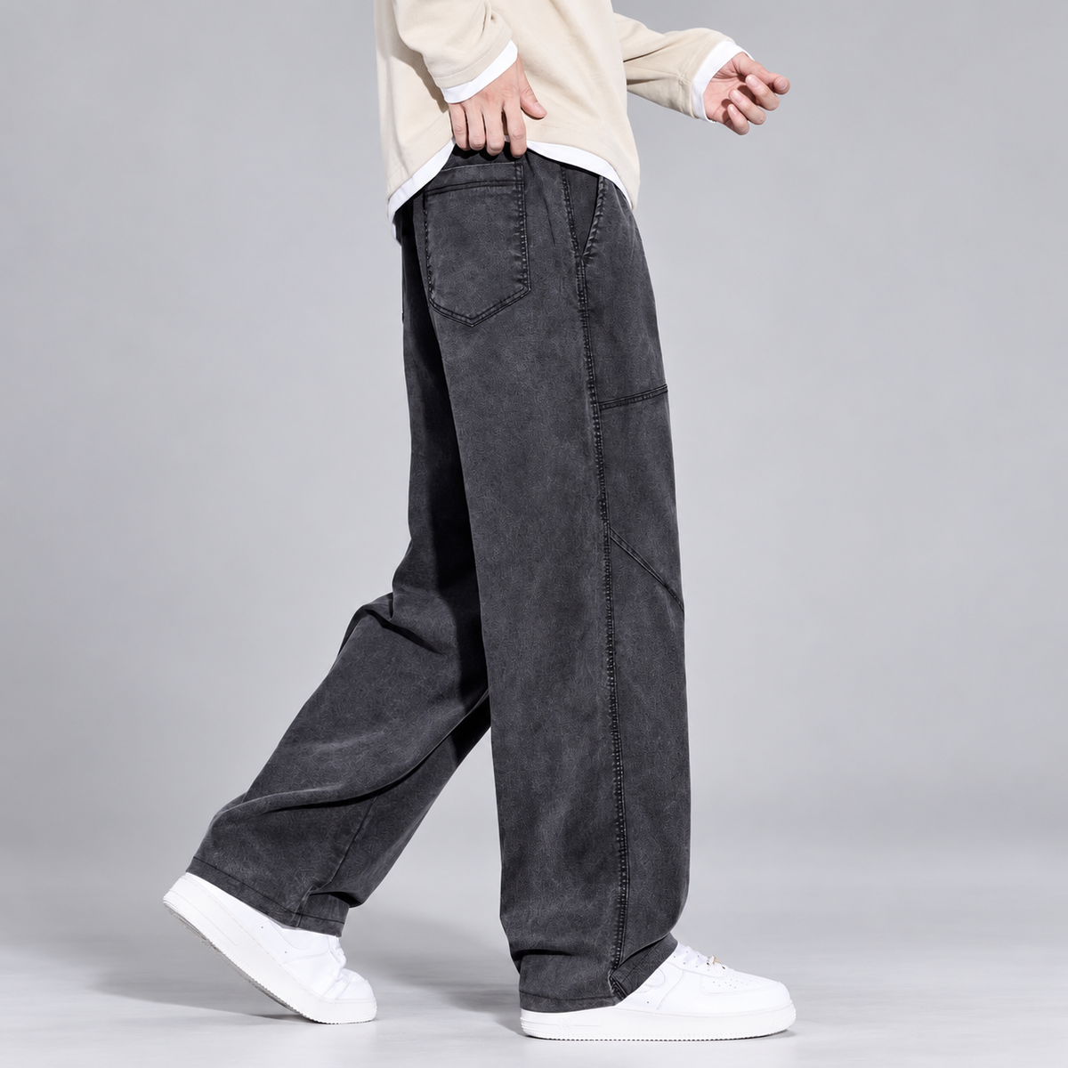Adrian Men's Relaxed Panel-Seam Denim Pants