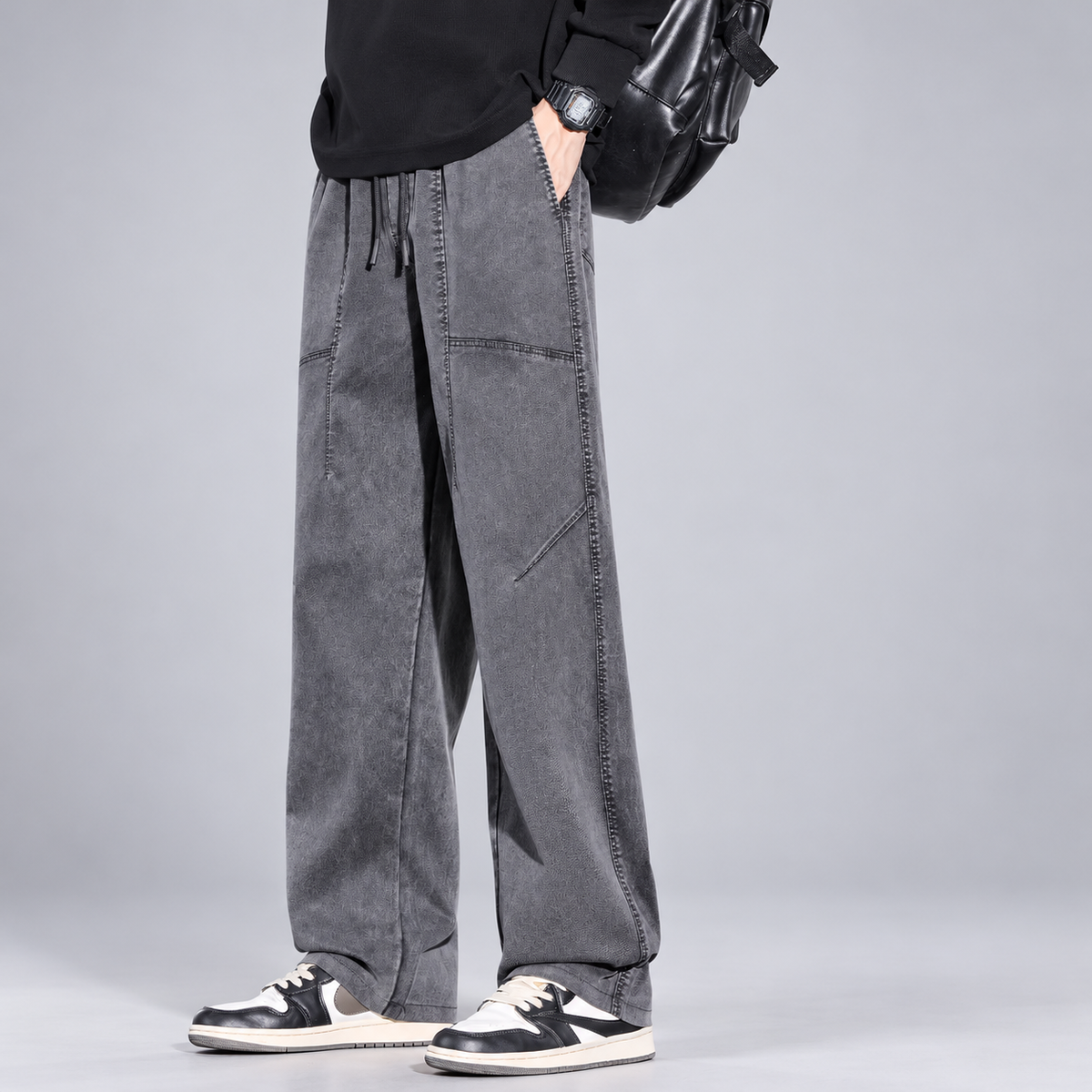 Adrian Men's Relaxed Panel-Seam Denim Pants