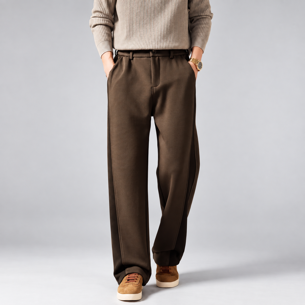 Oswald Men's Relaxed Wide-Leg Pants with Belt Loops