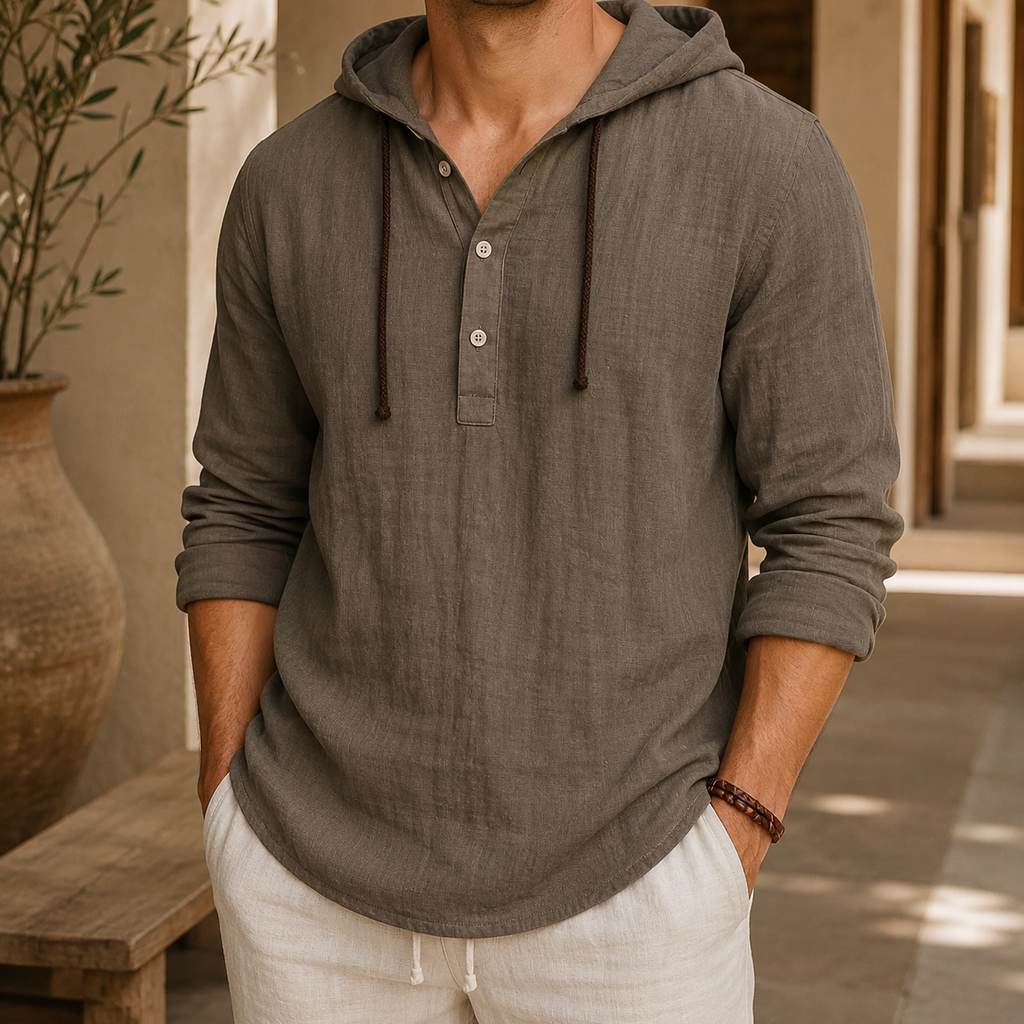 Wyatt Bennett Men’s Linen Henley Hoodie