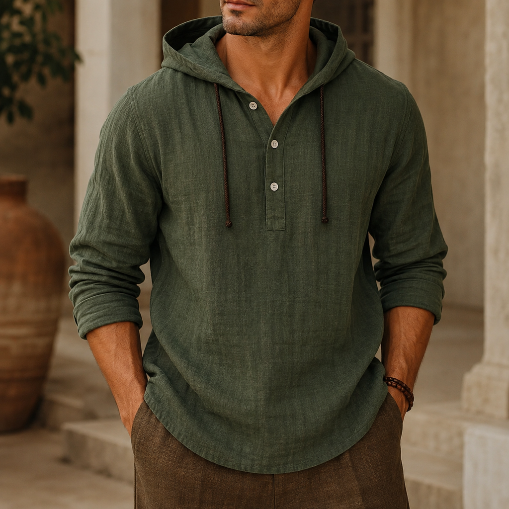 Wyatt Bennett Men’s Linen Henley Hoodie