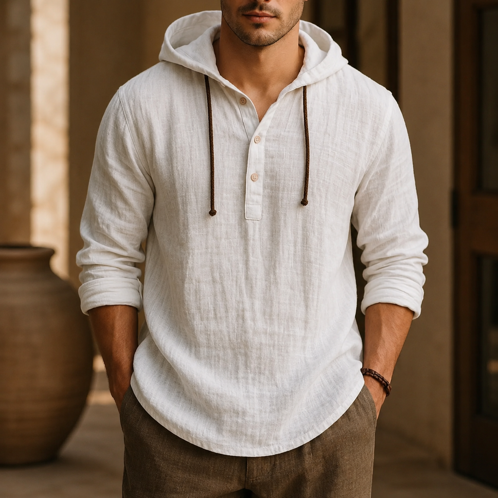Wyatt Bennett Men’s Linen Henley Hoodie