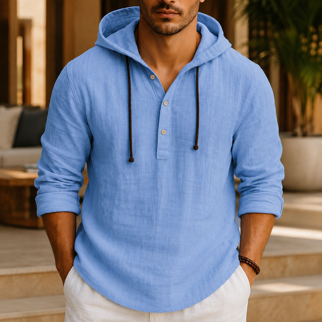 Wyatt Bennett Men’s Linen Henley Hoodie