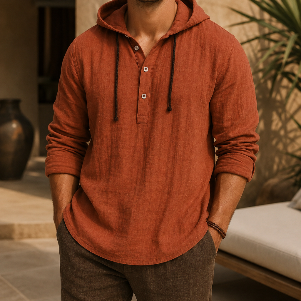 Wyatt Bennett Men’s Linen Henley Hoodie
