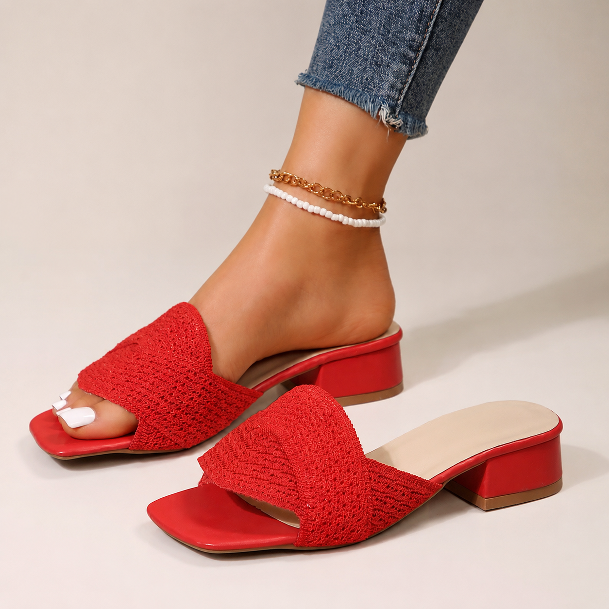 Gia's Textured Cross-Strap Slide Slippers