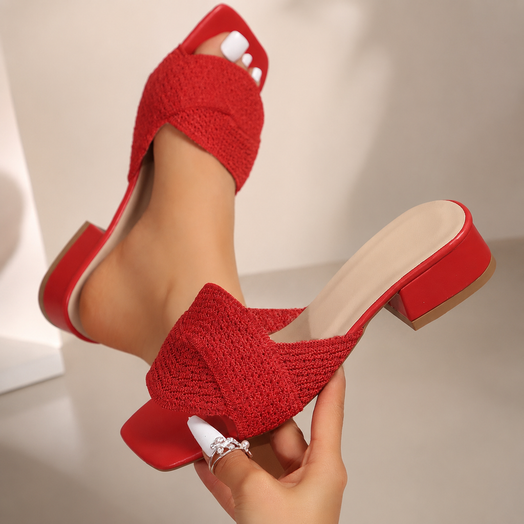 Gia's Textured Cross-Strap Slide Slippers