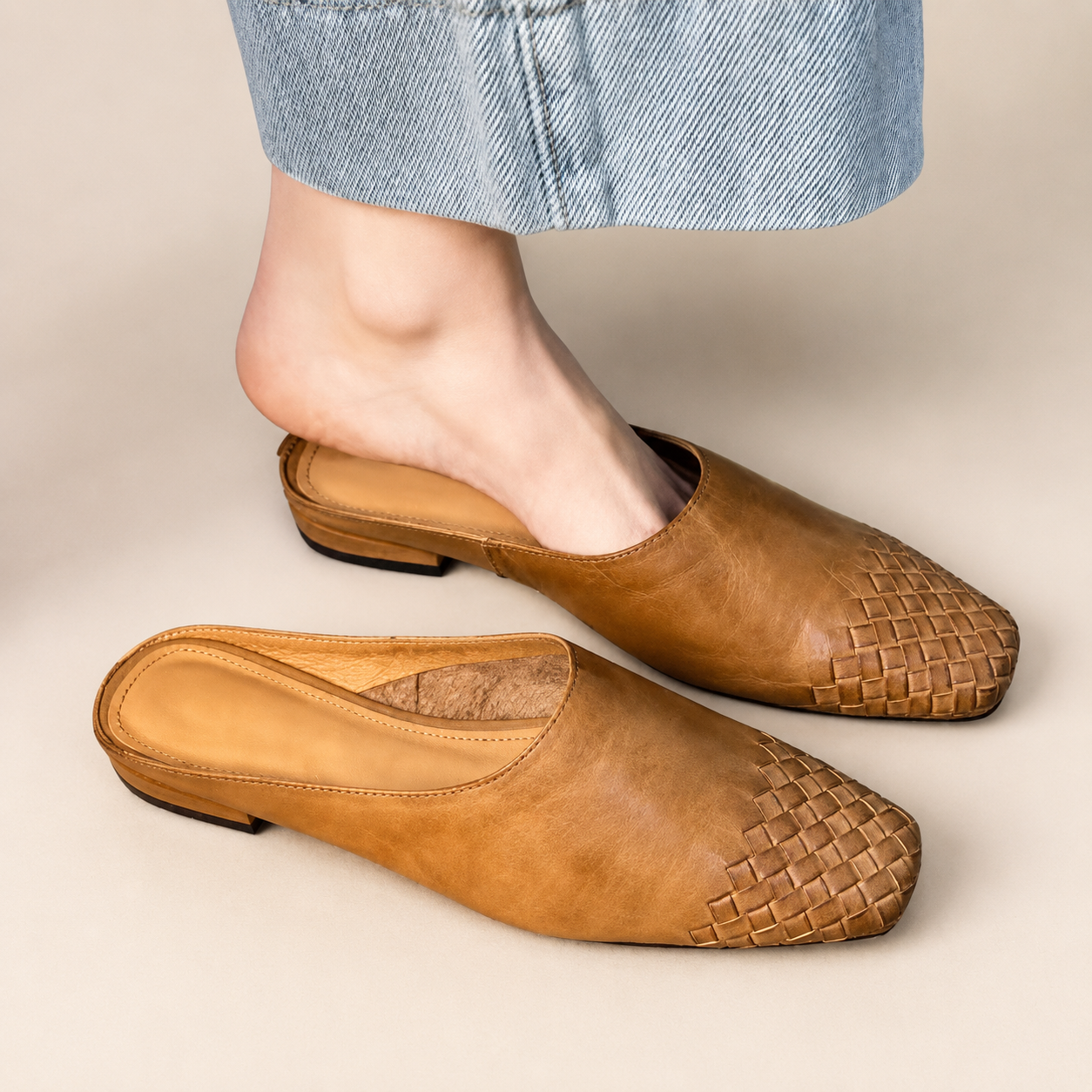 Sofia Square-Toe Mules