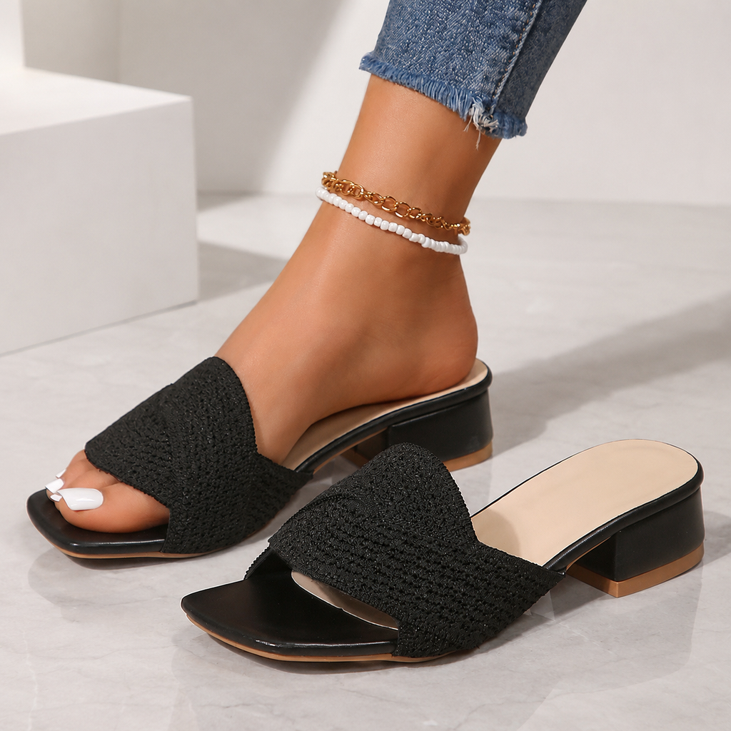 Gia's Textured Cross-Strap Slide Slippers