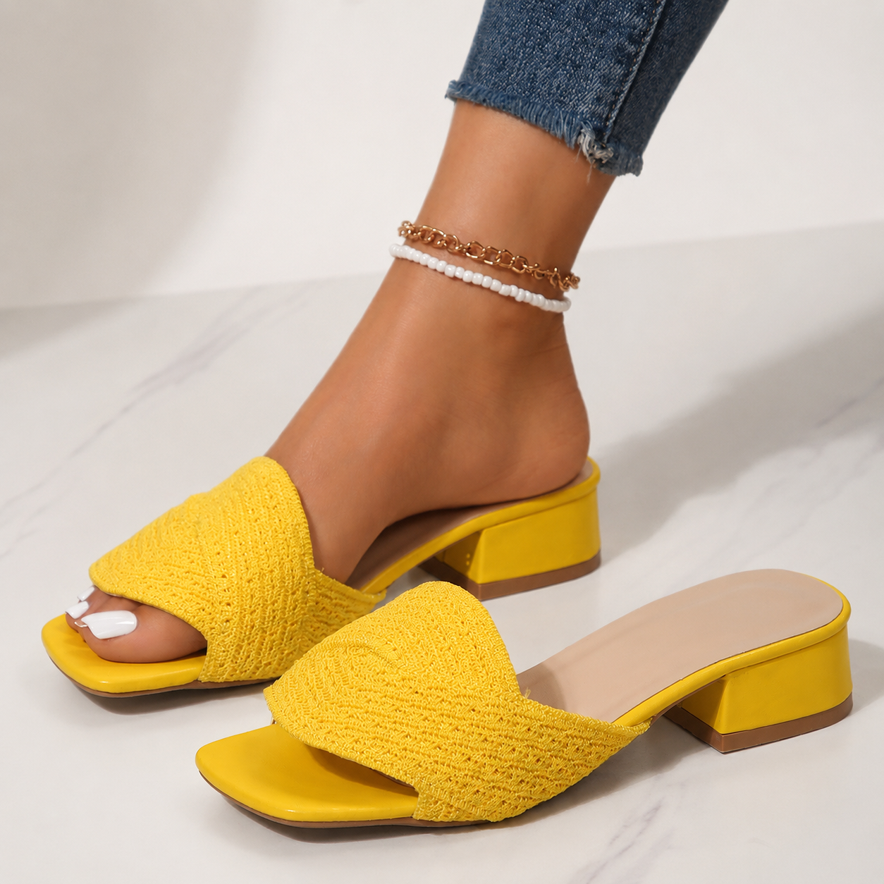 Gia's Textured Cross-Strap Slide Slippers