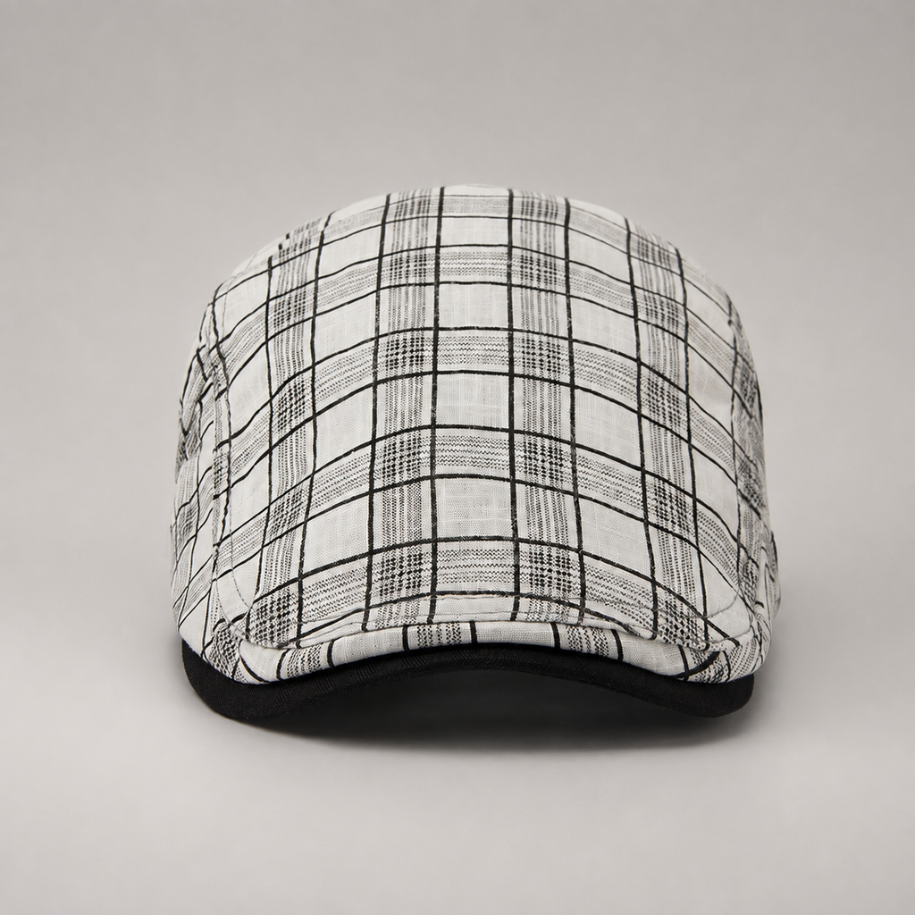 Percival Plaid Flat Cap with Adjustable Side Buckle