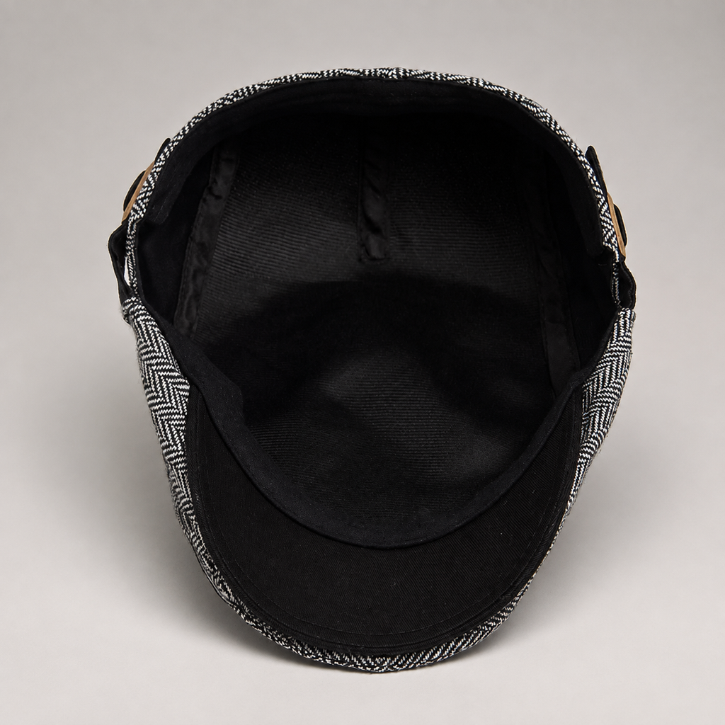 Cormac Herringbone Flat Cap with Adjustable Buckle