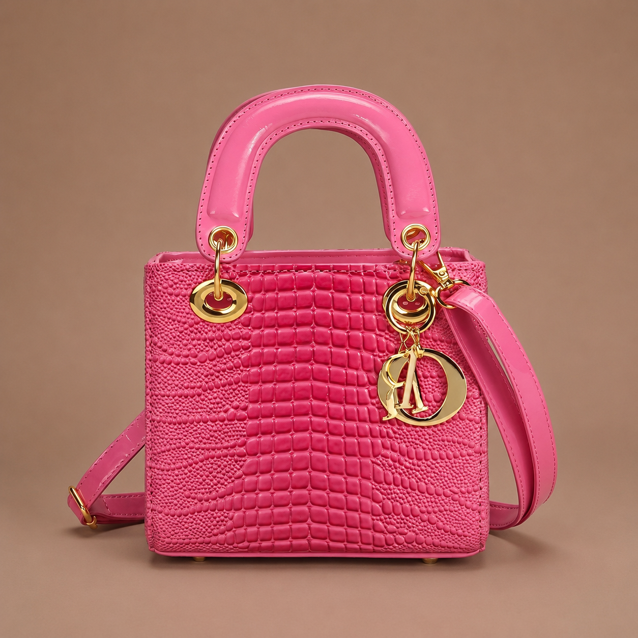Sofia Women’s Croc-Embossed Structured Handbag | Top Handles and Shoulder Strap