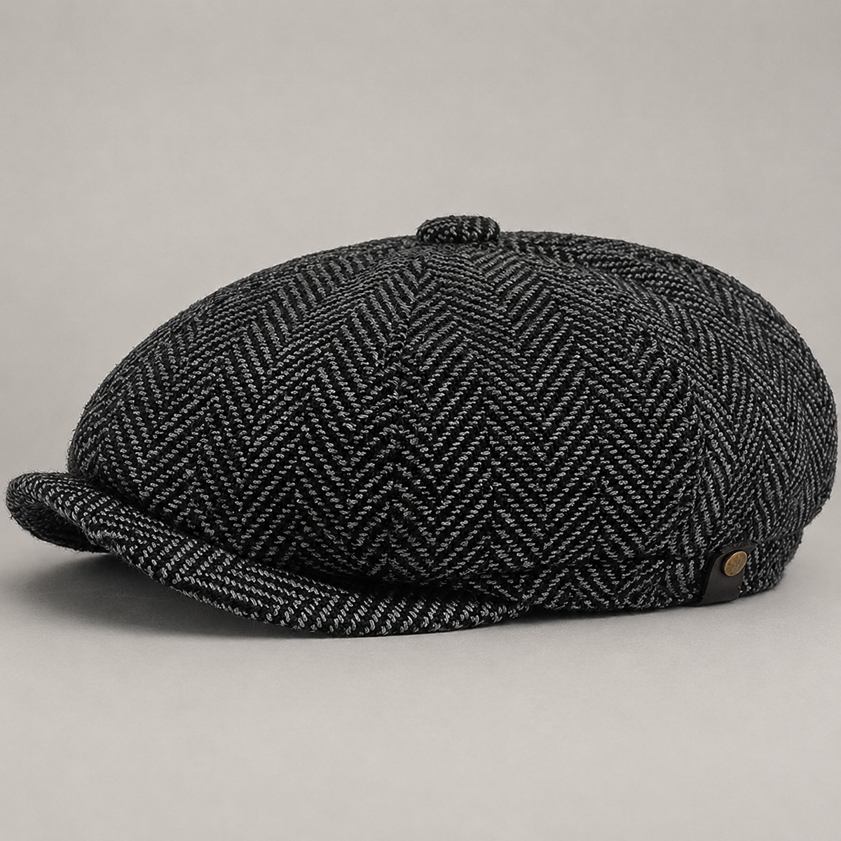 Alistair Herringbone Cap with Paneled Crown