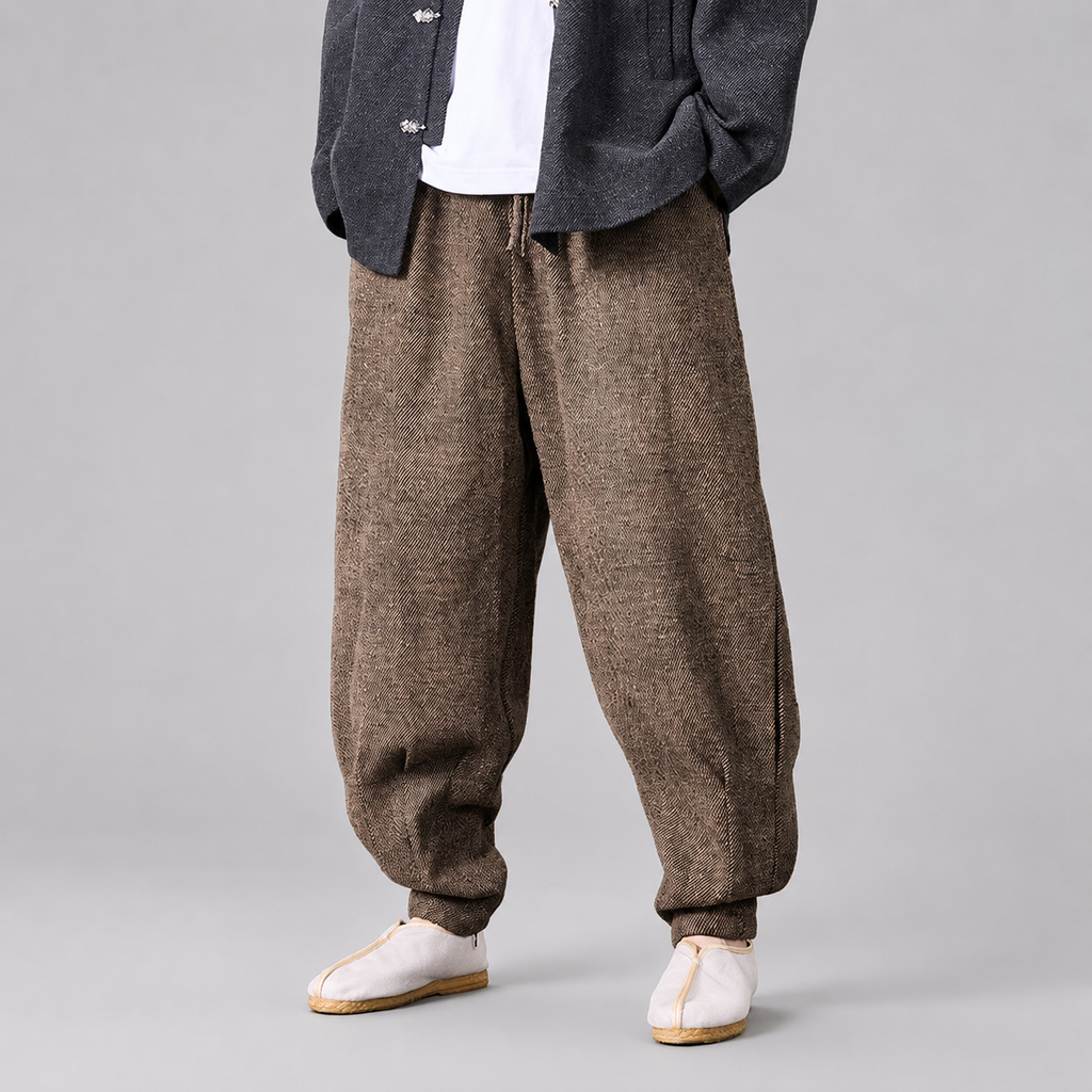 Alistair Textured Herringbone Balloon Jogger Pants
