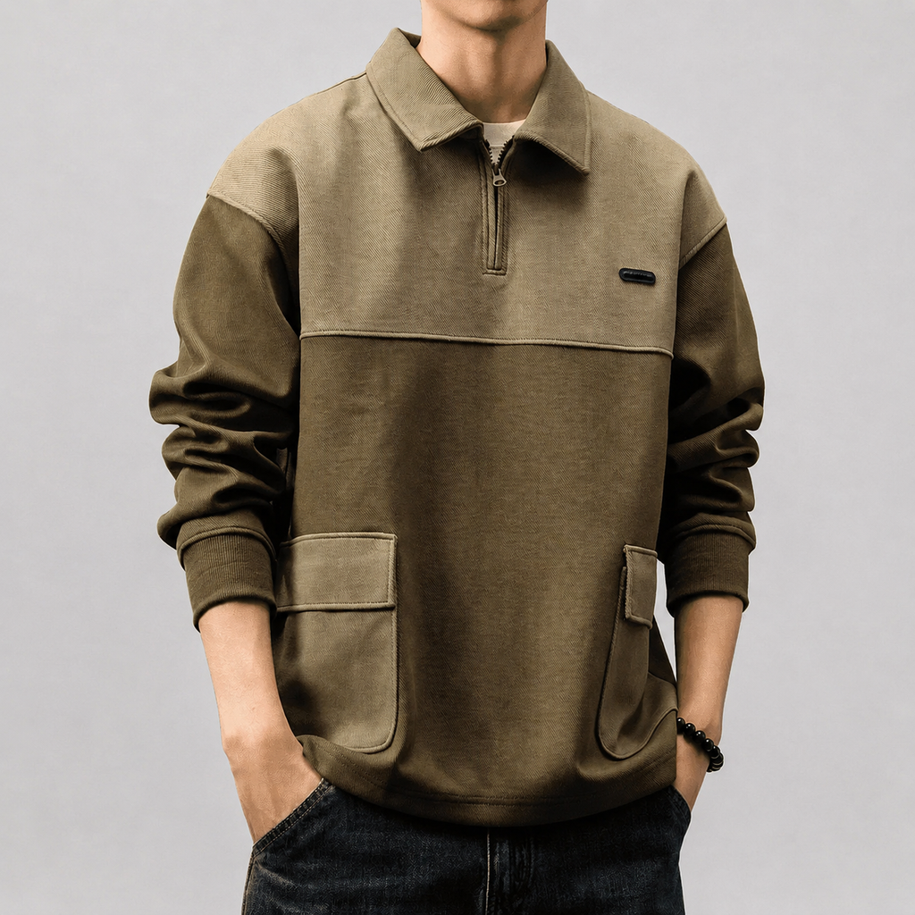 Romero Men’s Half-Zip Collared Pocket Pullover
