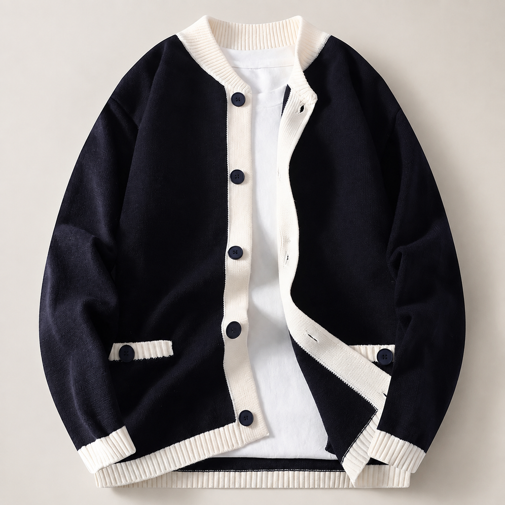 Summit Men’s Contrast Trim Button Knit Cardigan