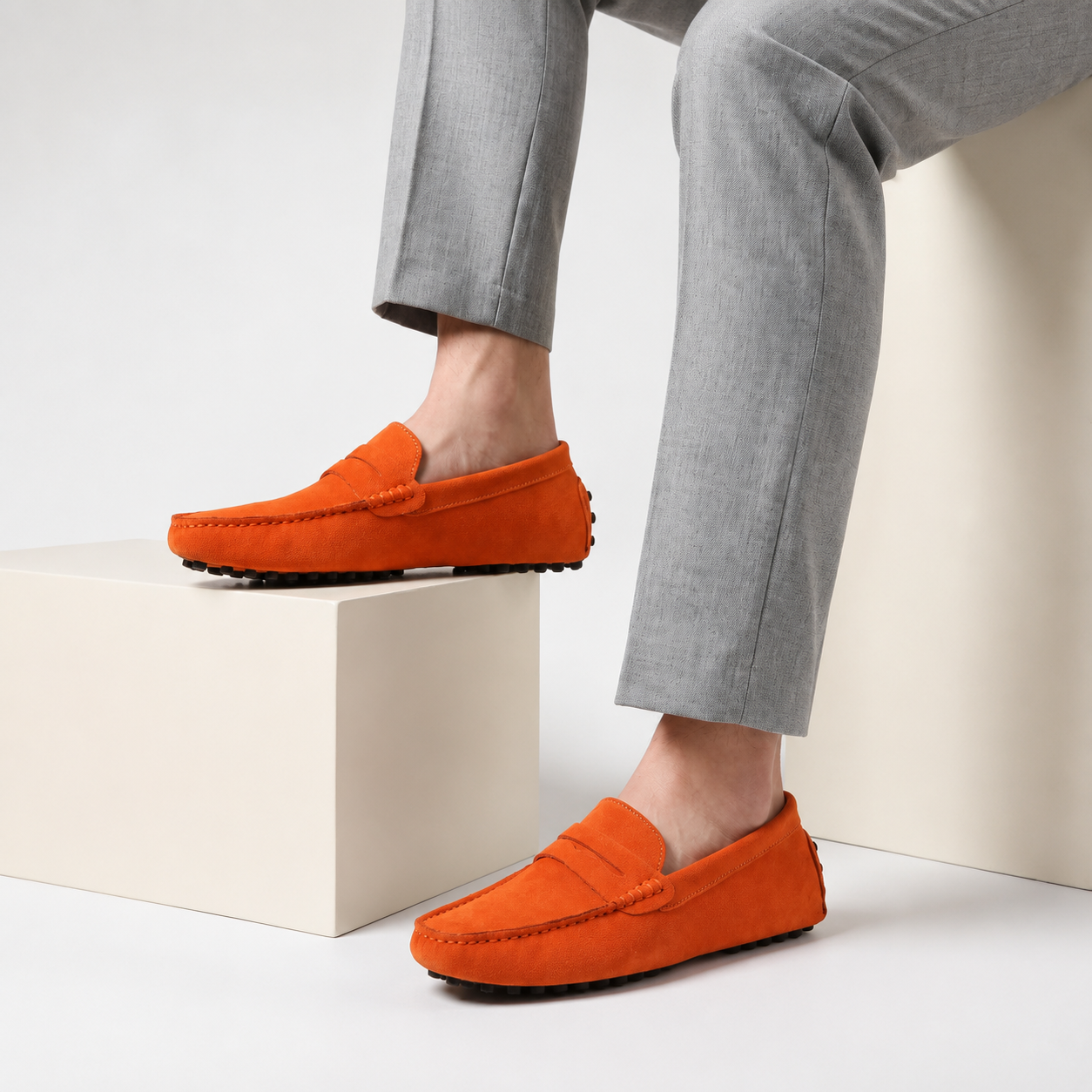 Ezra Men’s Genuine Cow Suede Slip-On Loafers