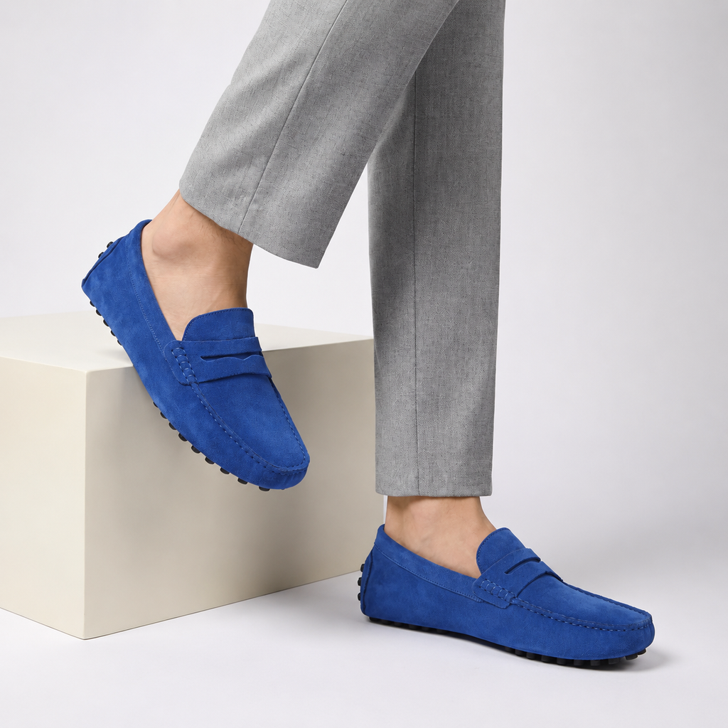 Ezra Men’s Genuine Cow Suede Slip-On Loafers