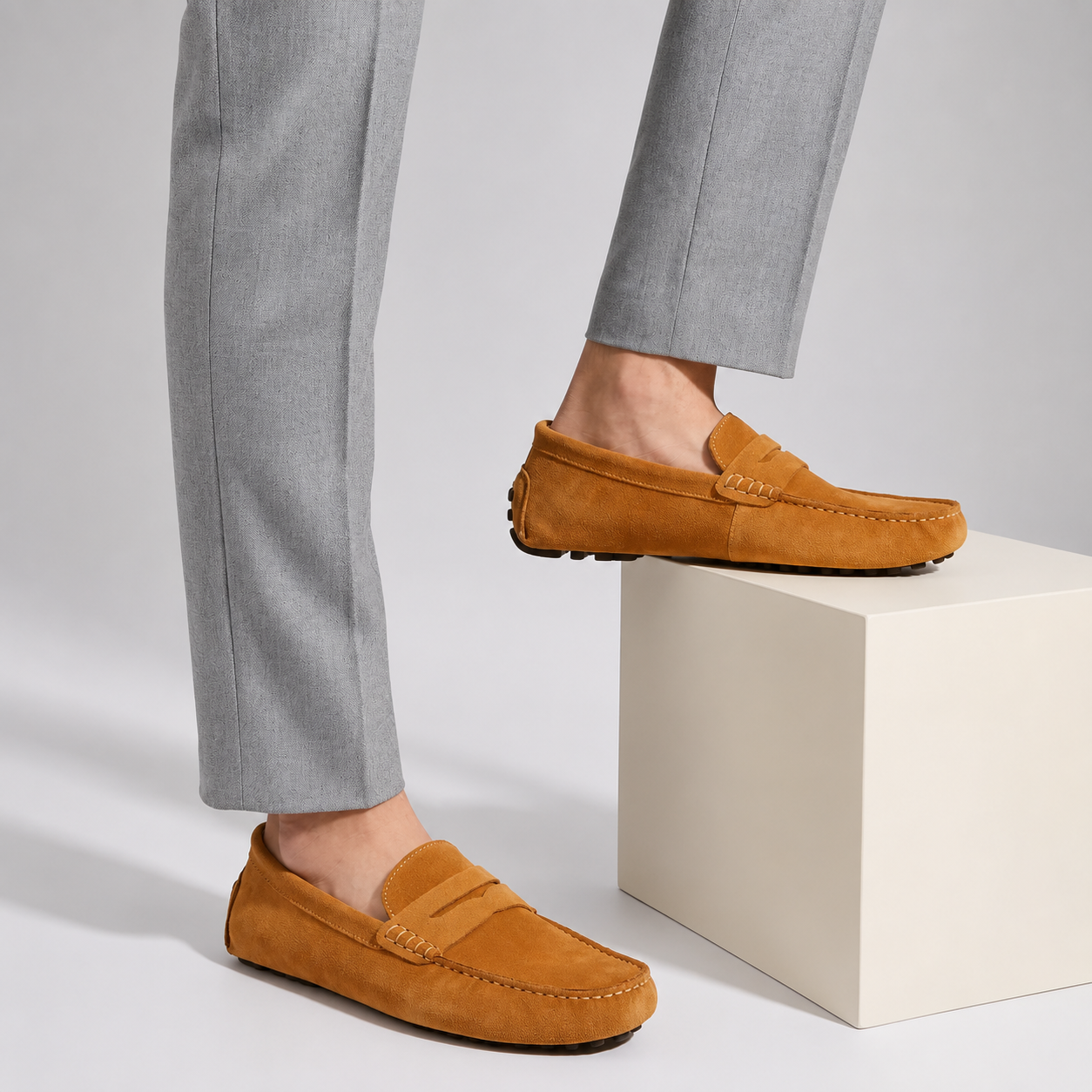 Ezra Men’s Genuine Cow Suede Slip-On Loafers