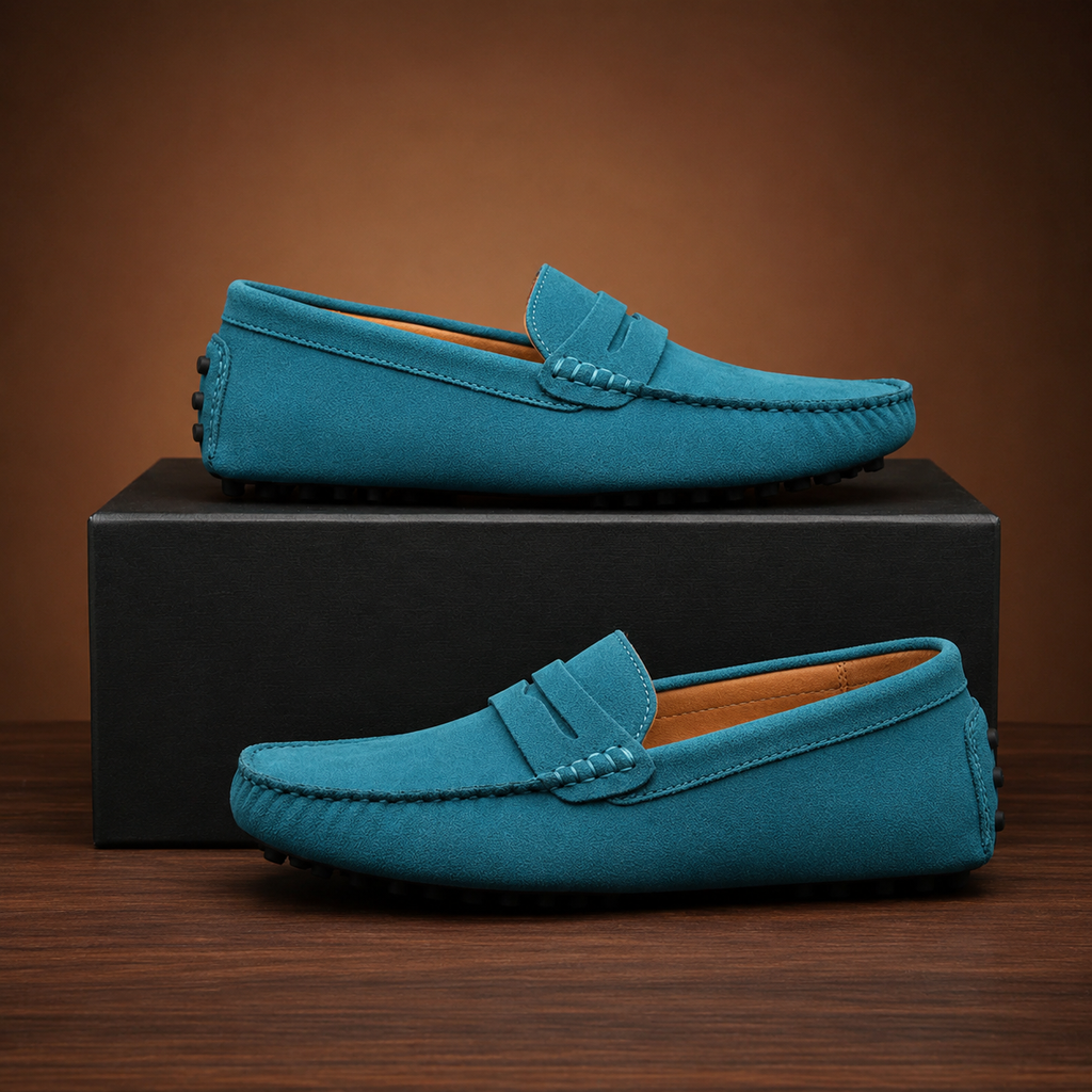 Ezra Men’s Genuine Cow Suede Slip-On Loafers