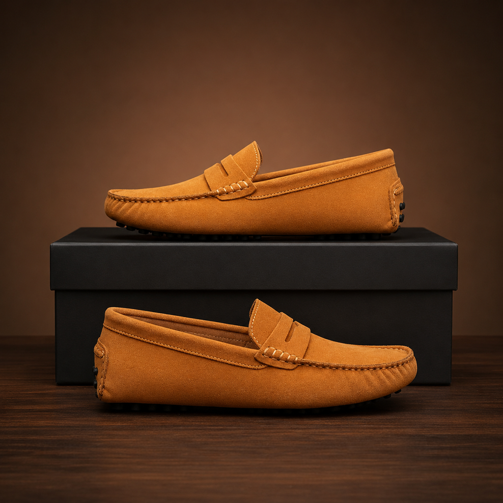 Ezra Men’s Genuine Cow Suede Slip-On Loafers