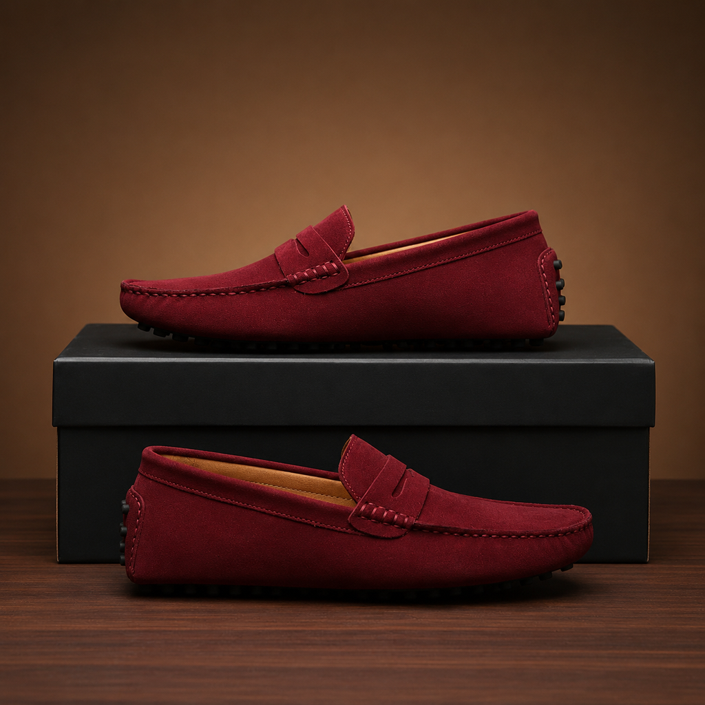 Ezra Men’s Genuine Cow Suede Slip-On Loafers