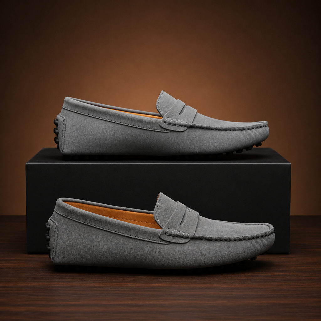 Ezra Men’s Genuine Cow Suede Slip-On Loafers