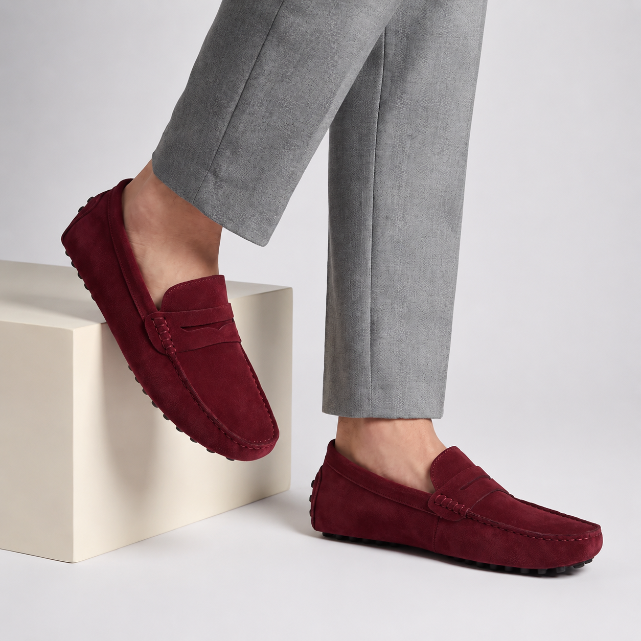 Ezra Men’s Genuine Cow Suede Slip-On Loafers