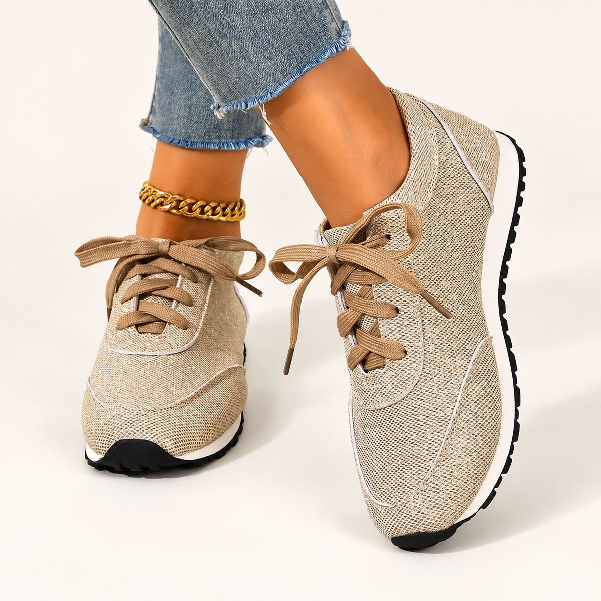 Colette Women’s Mesh Lace-Up Sneakers with Contrast Sole