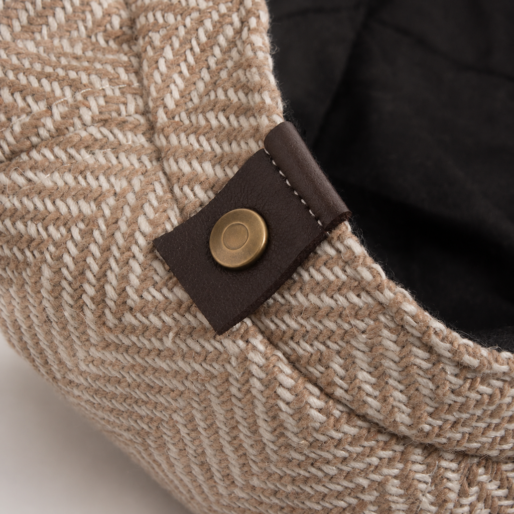 Alistair Herringbone Cap with Paneled Crown