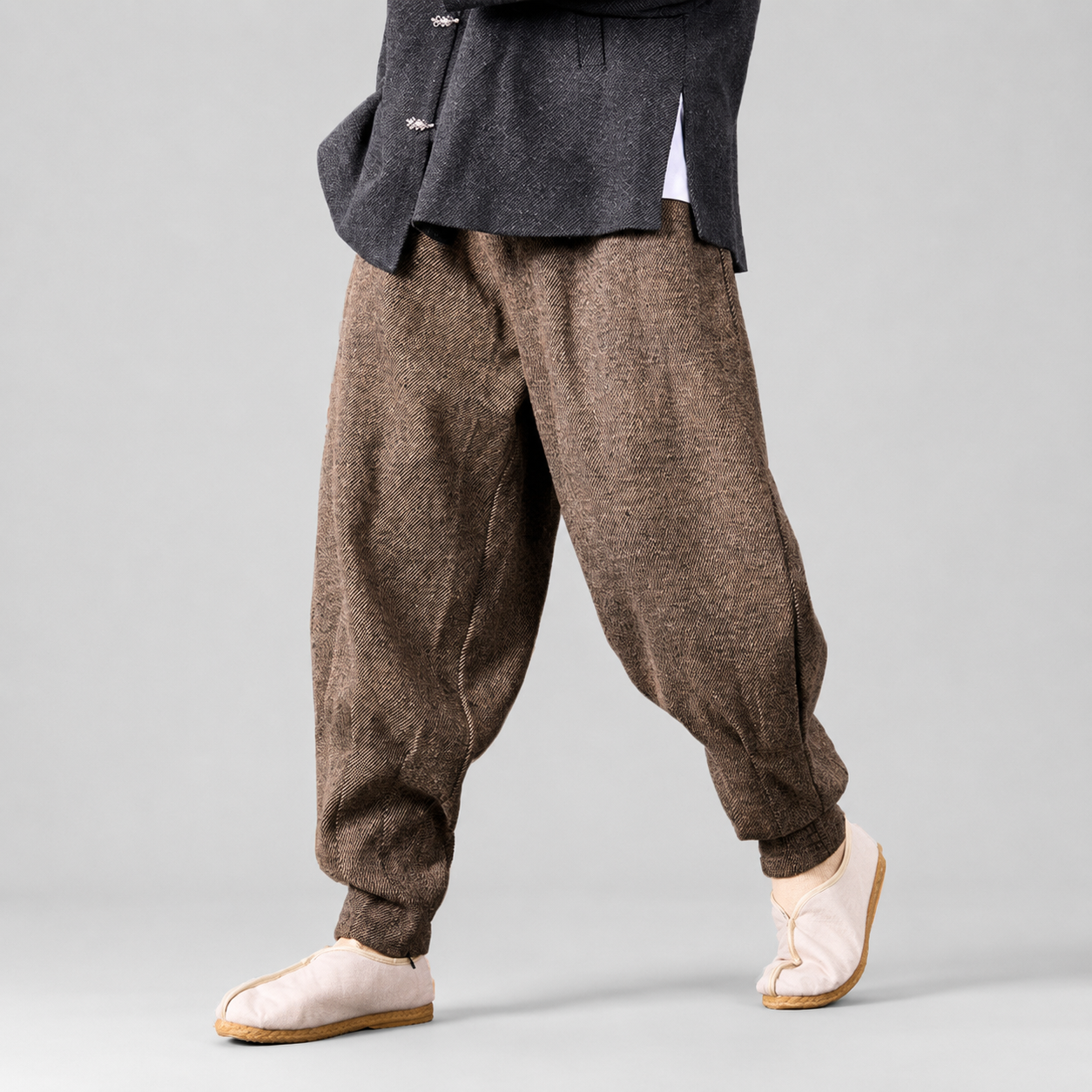Alistair Textured Herringbone Balloon Jogger Pants