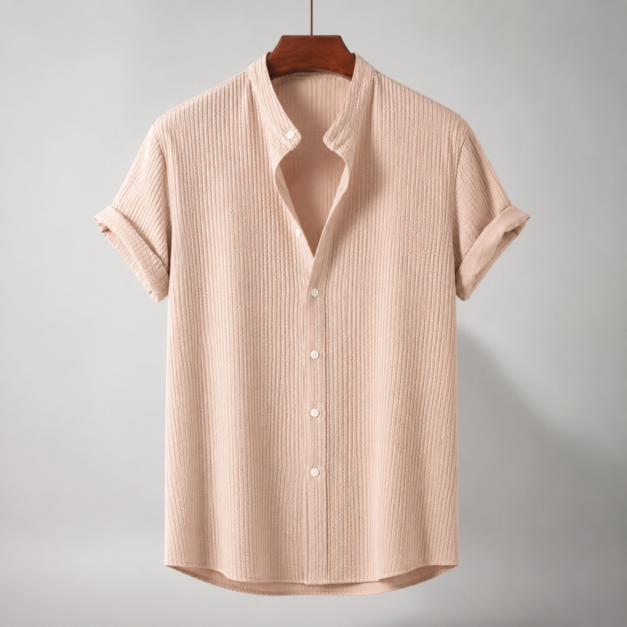 David Men’s Contrast Trim Button-Down Shirt | Long Sleeve Collared Shirt