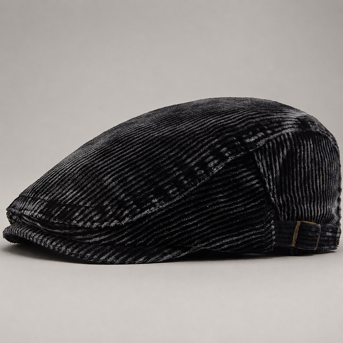 Orson Corduroy Flat Cap with Adjustable Side Buckle